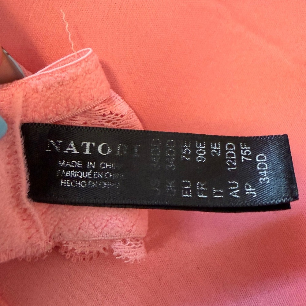 Natori Feathers Underwire Contour Bra Coral Pink Lace Plunge 730023 34DD - Picture 7 of 7
